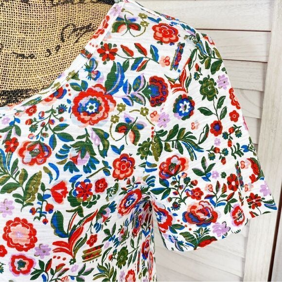 C Wonder Floral PomPom Hem Tunic Tee Shirt White Multi XXS - Picture 5 of 12